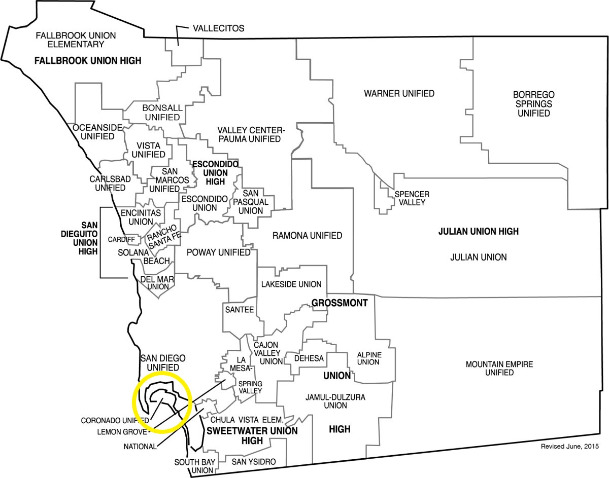 San Diego county school district map - Coronado Unified School District