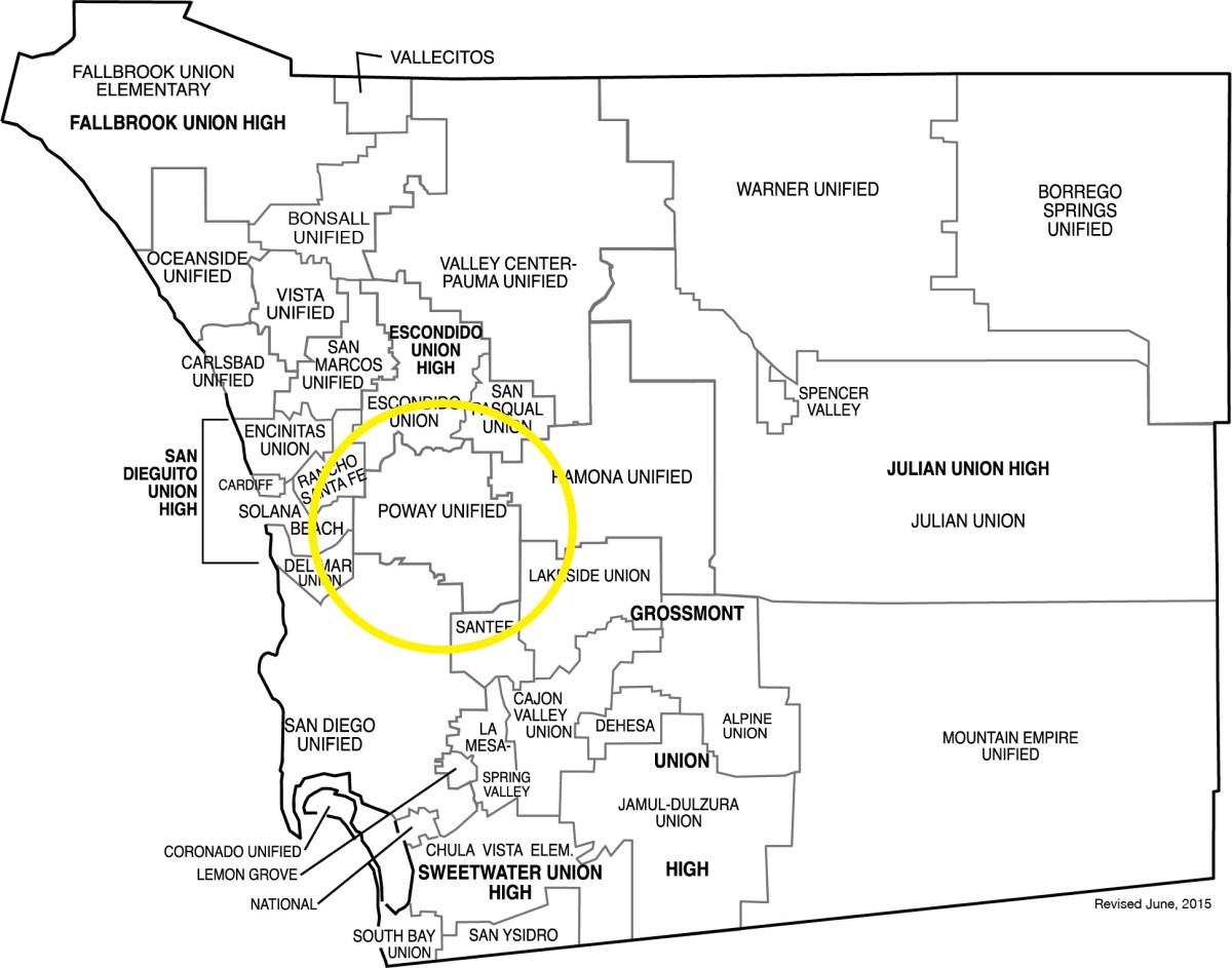 San Diego county school district map - Poway Unified School District
