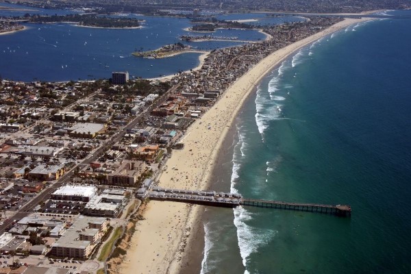 aerial of Pacific Beach, Cost of living in San Diego vs San Francisco, Living in San Diego real estate